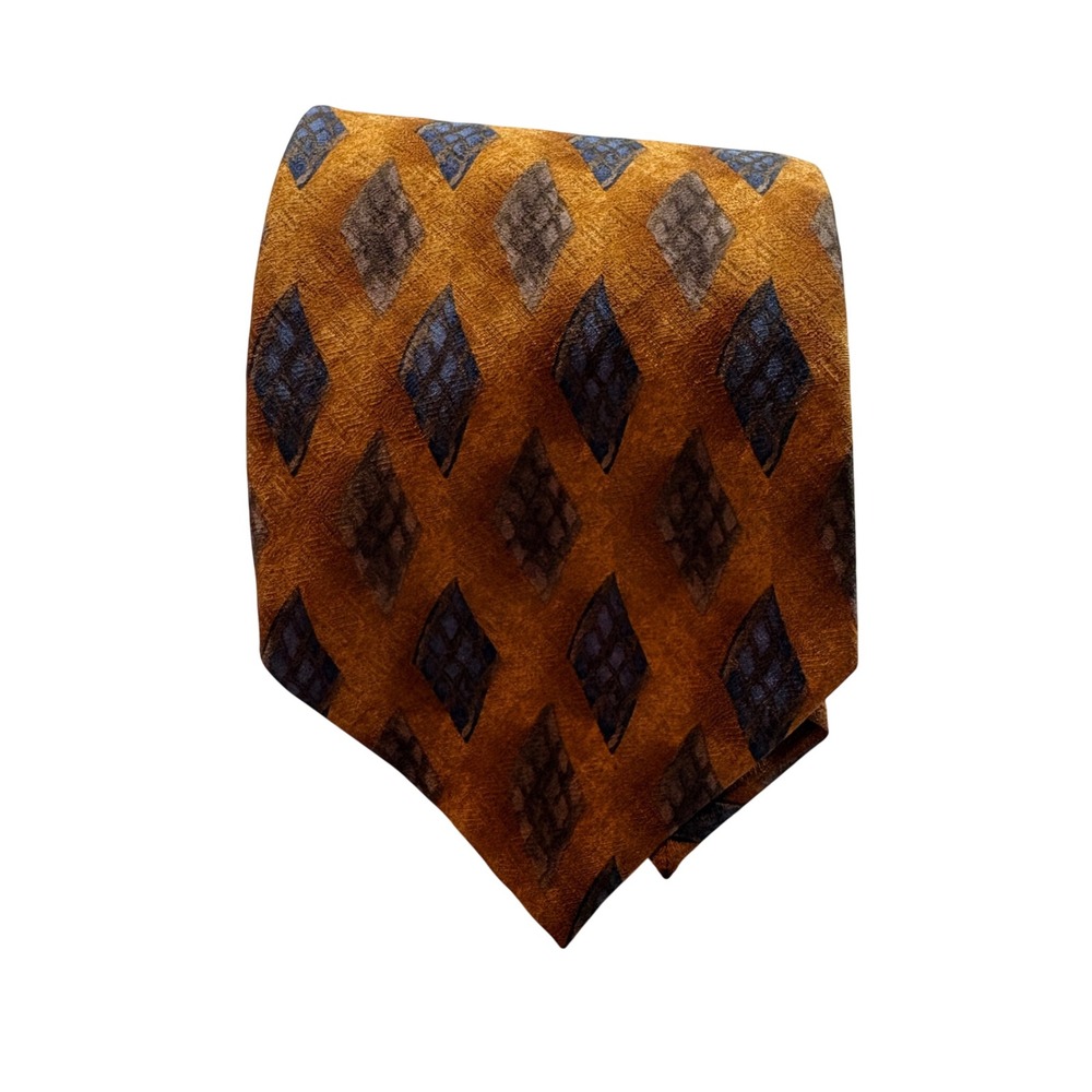 Nordstrom J.Z. Richards Silk Tie Mens OS Gold Blue Diamond Geometric Necktie USA
